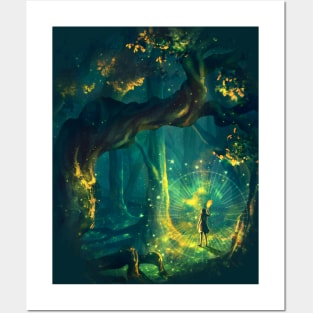 Green Night Forest Posters and Art